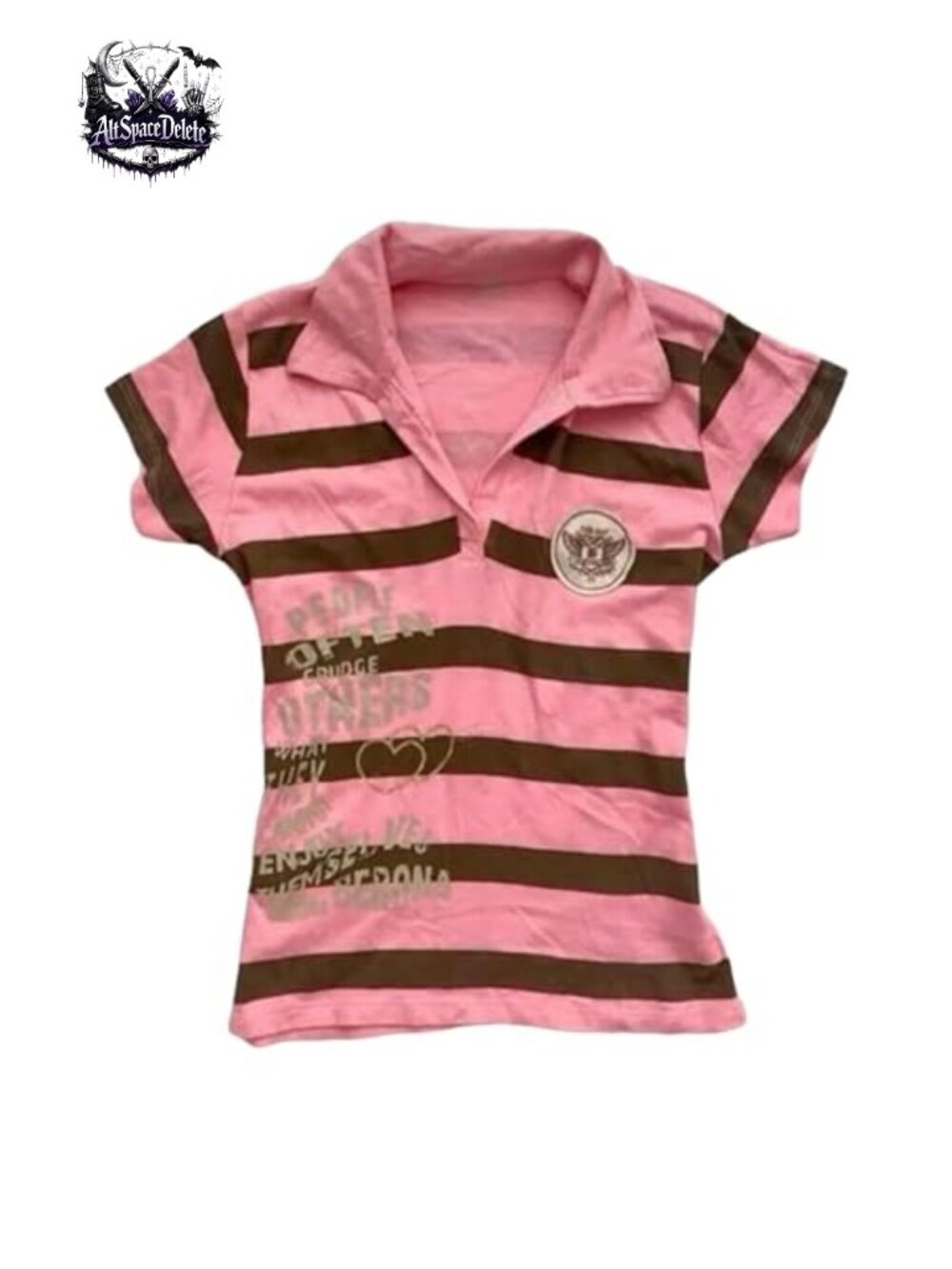 Vintage Y2K Grunge Twee Polo Shirt Short Sleeve Whimsy Teen Girls
